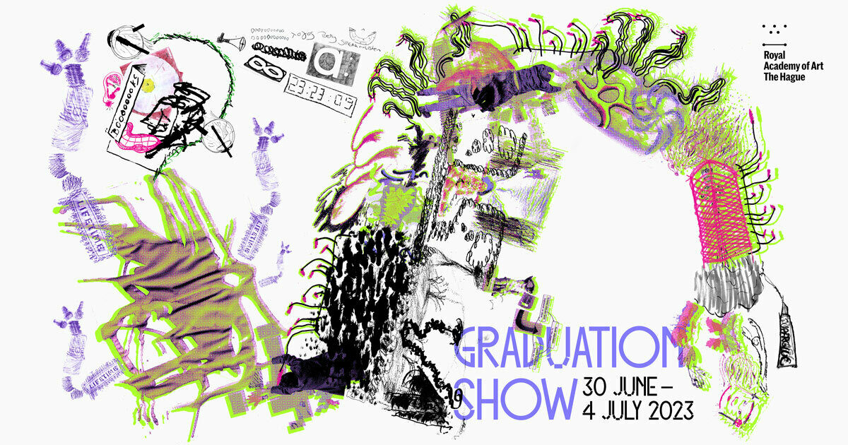 A centipede drawing for the 2023 graduation show at KABK